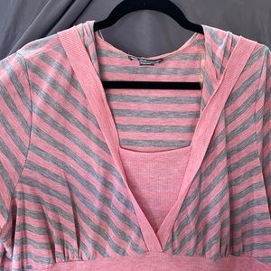 Self Esteem Pink and Gray hooded Tee